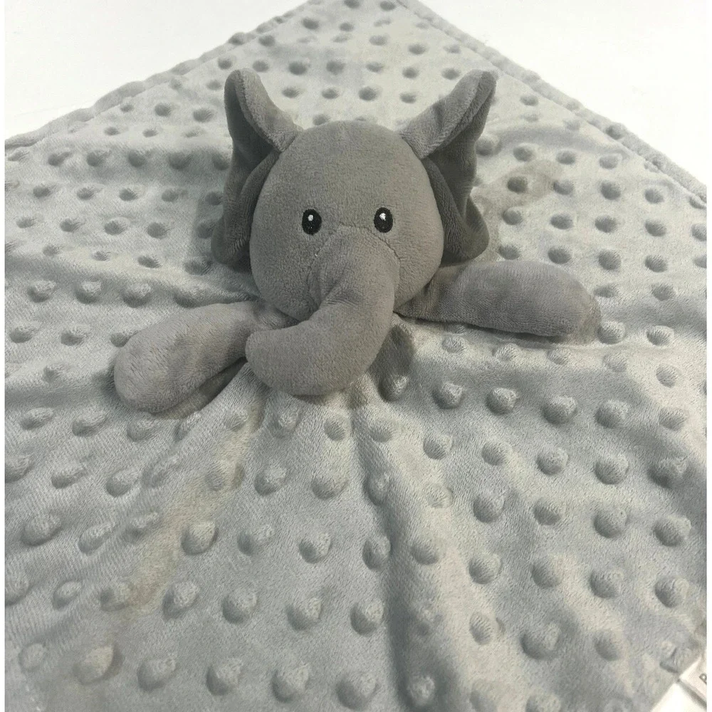 Boritar Gray Elephant‎ Lovey Plush Baby Security Blanket Minky Animal Print Back